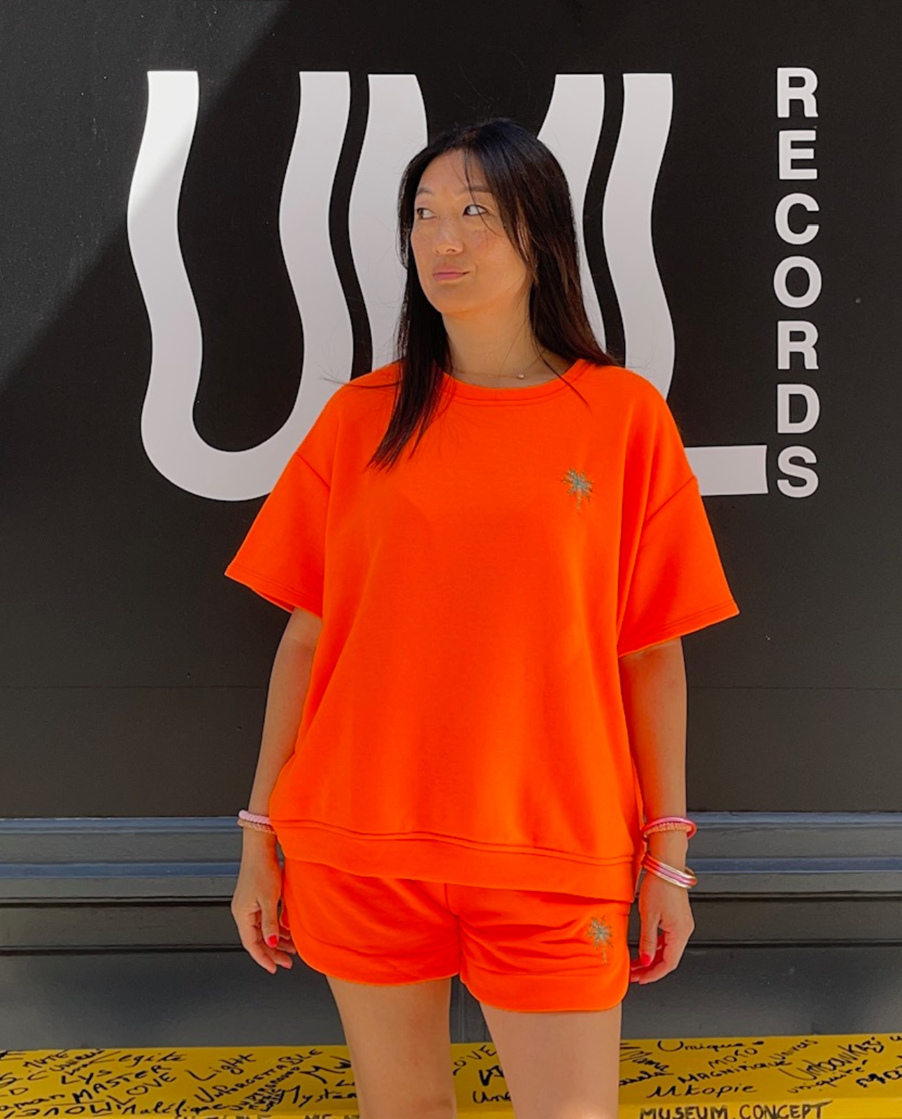 Short et sweat Palmier orange