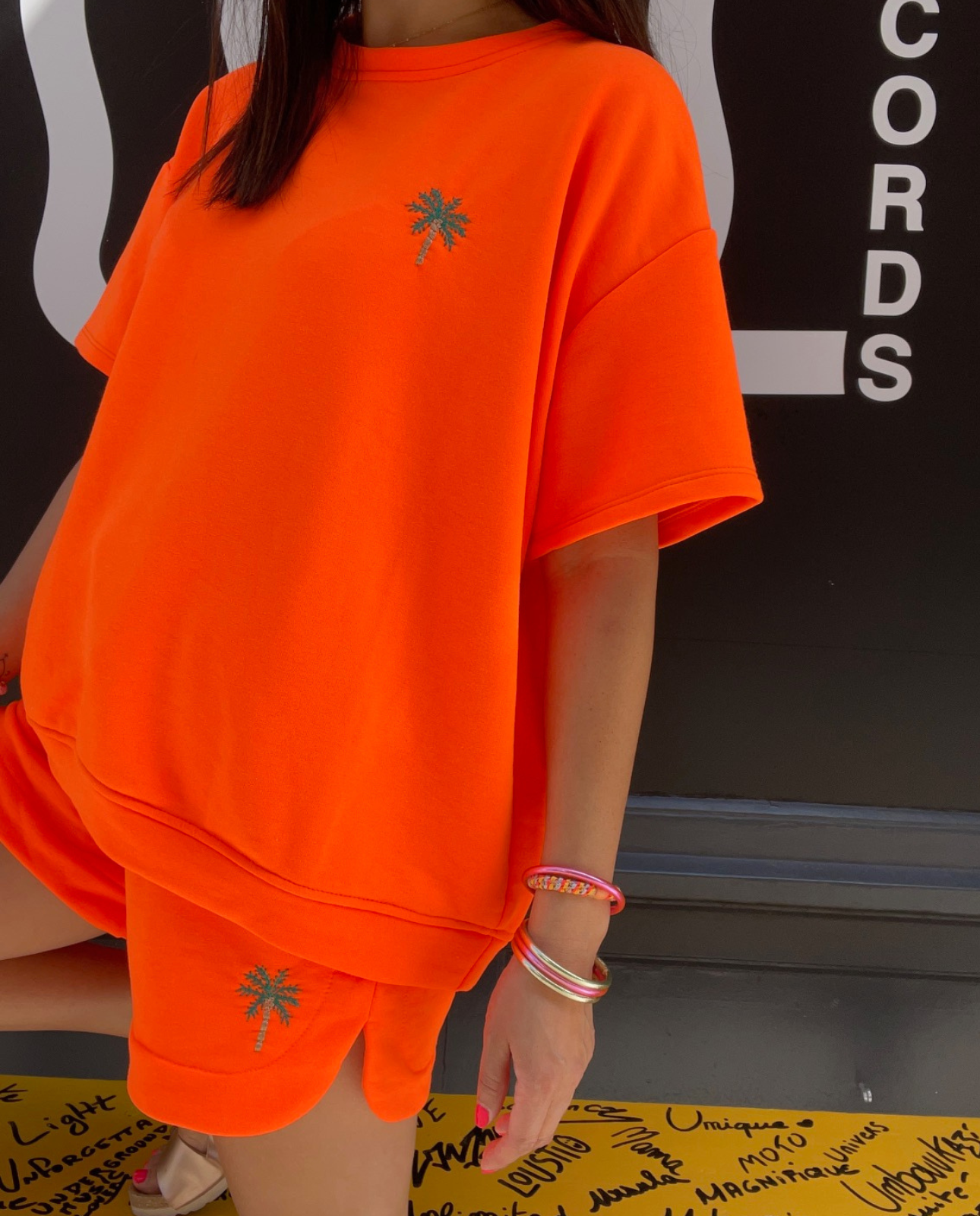 Short et sweat Palmier orange