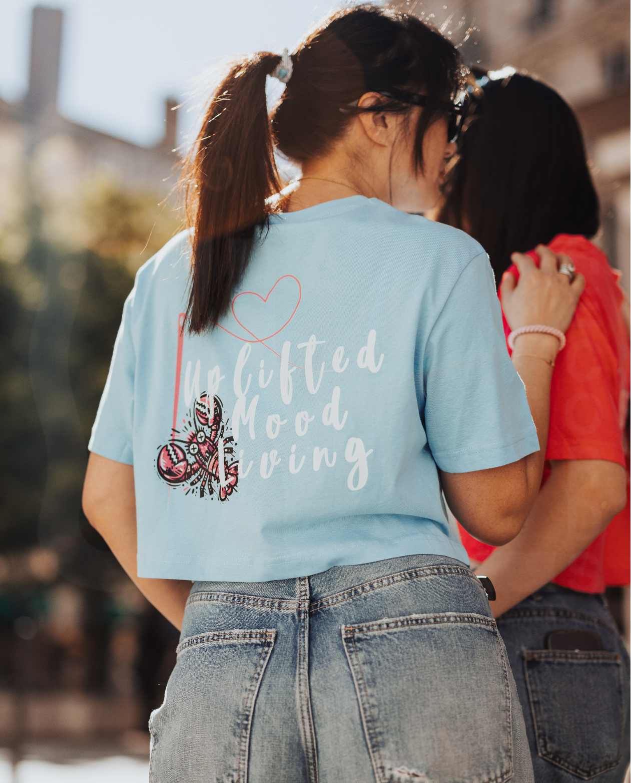 Crop top homard UML RECORDS bleu ciel