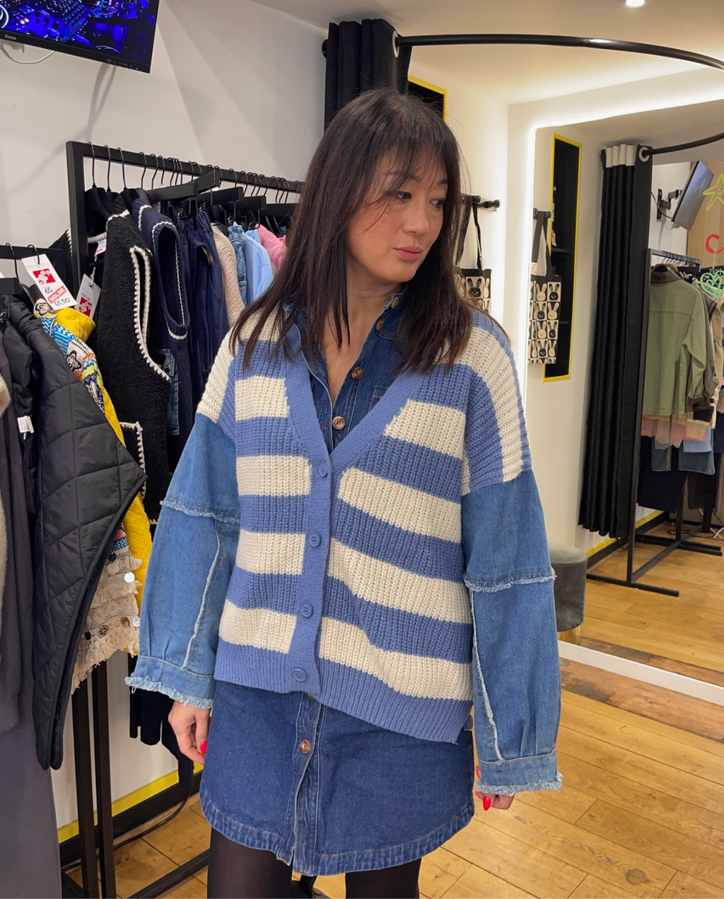 Gilet Bi-matière à rayures