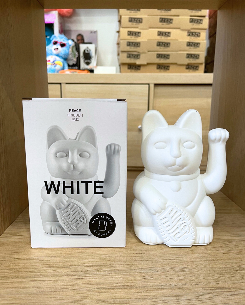 Maneki Neko blanc Paix existe en 2 tailles medium et large