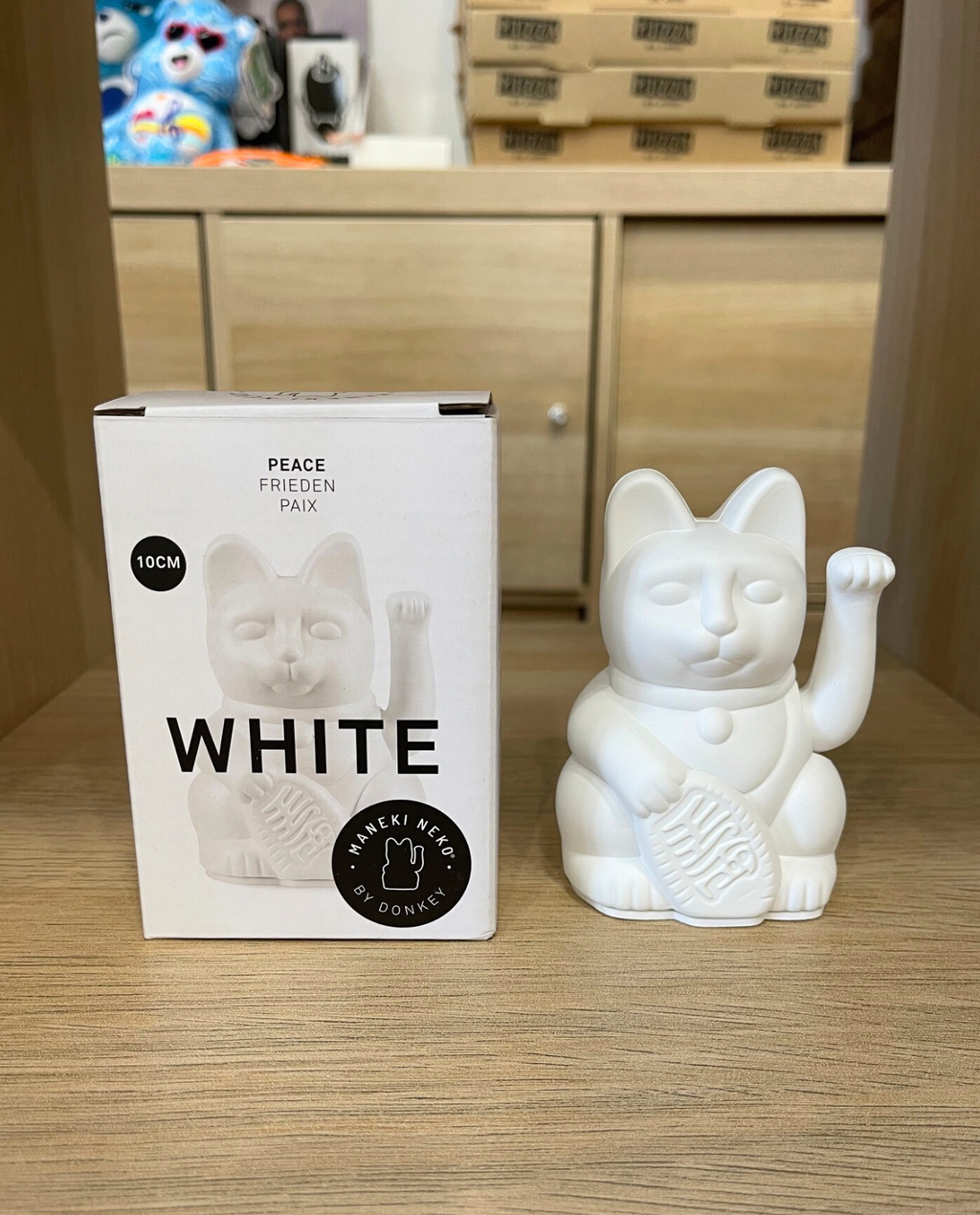 Maneki Neko blanc Paix existe en 2 tailles medium et large