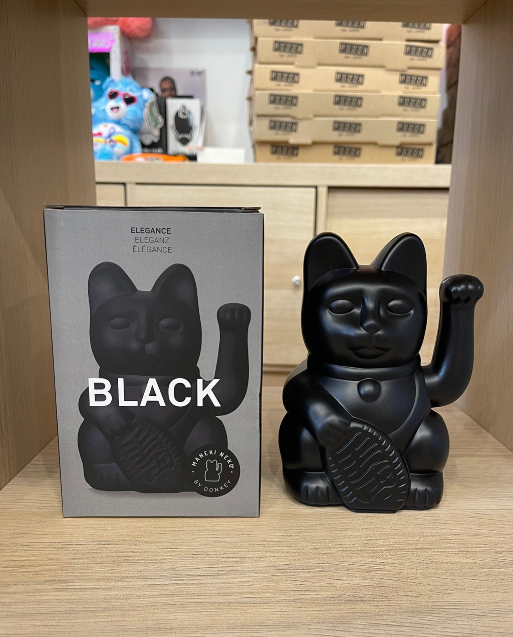 Maneki Neko noir Elégance existe en 2 tailles medium et large
