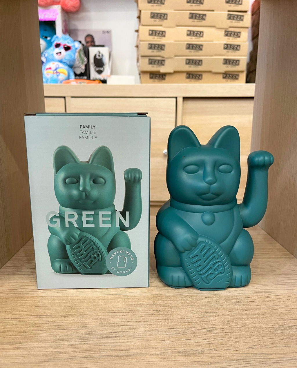 Maneki Neko vert Famille existe en 2 tailles medium et large