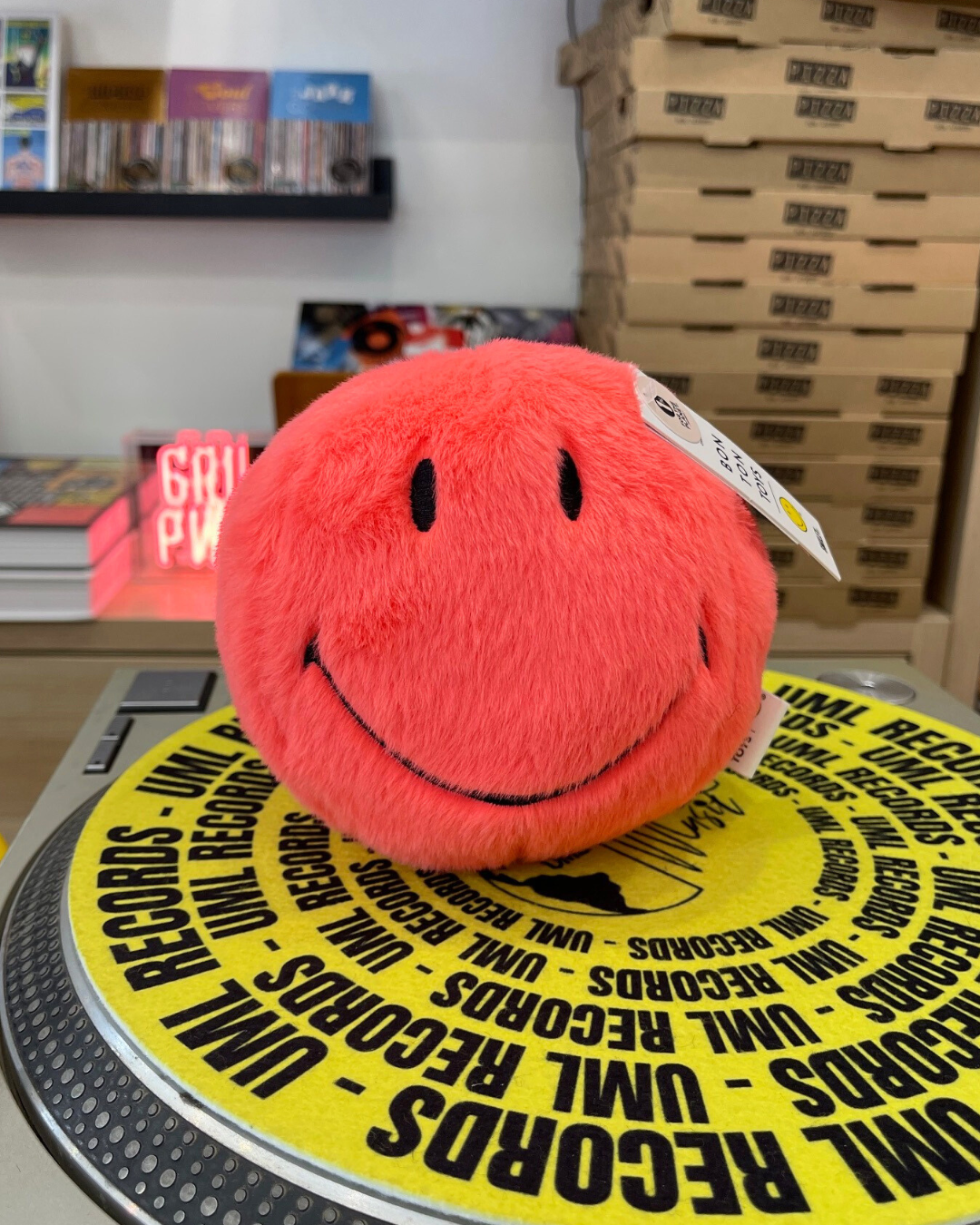 Peluche Smiley corail 13 cm