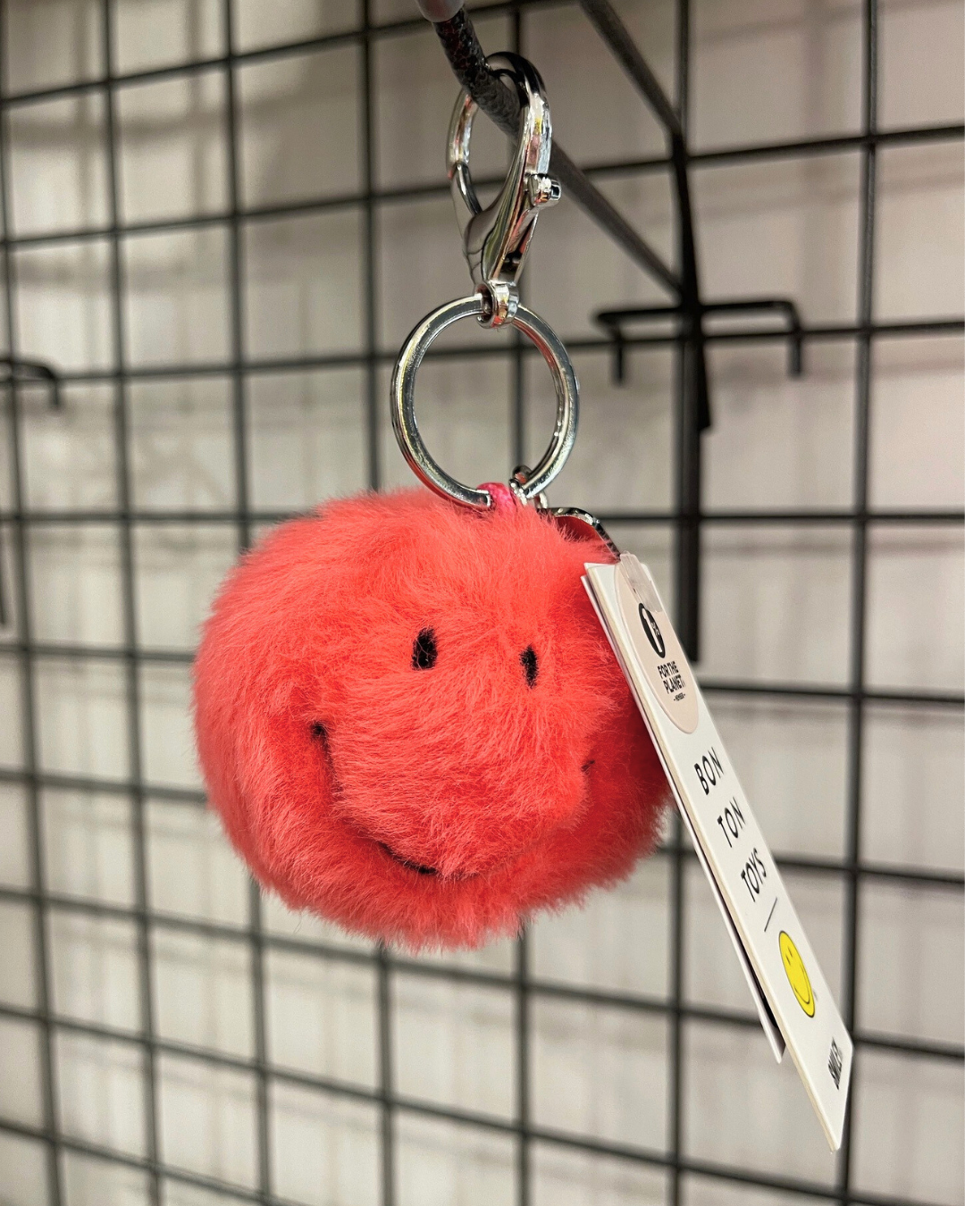 Porte-clef Smiley corail