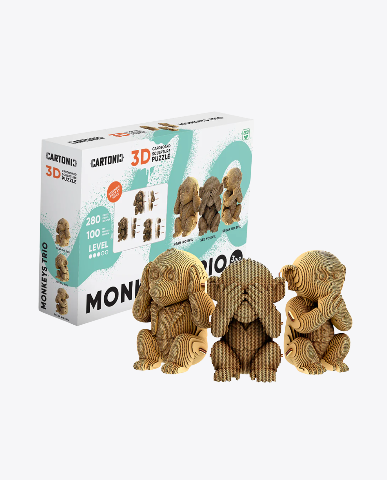 Puzzle 3D Cartonic – Trio de Singes