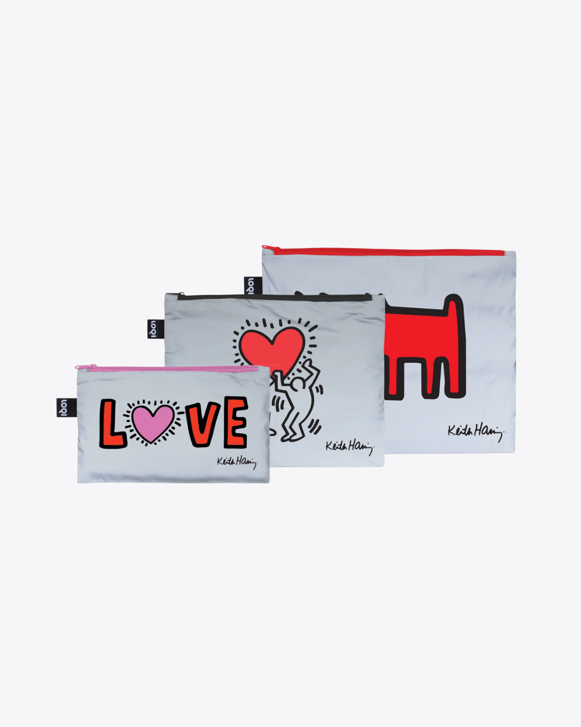 Set de 3 Pochettes Zip Keith Haring