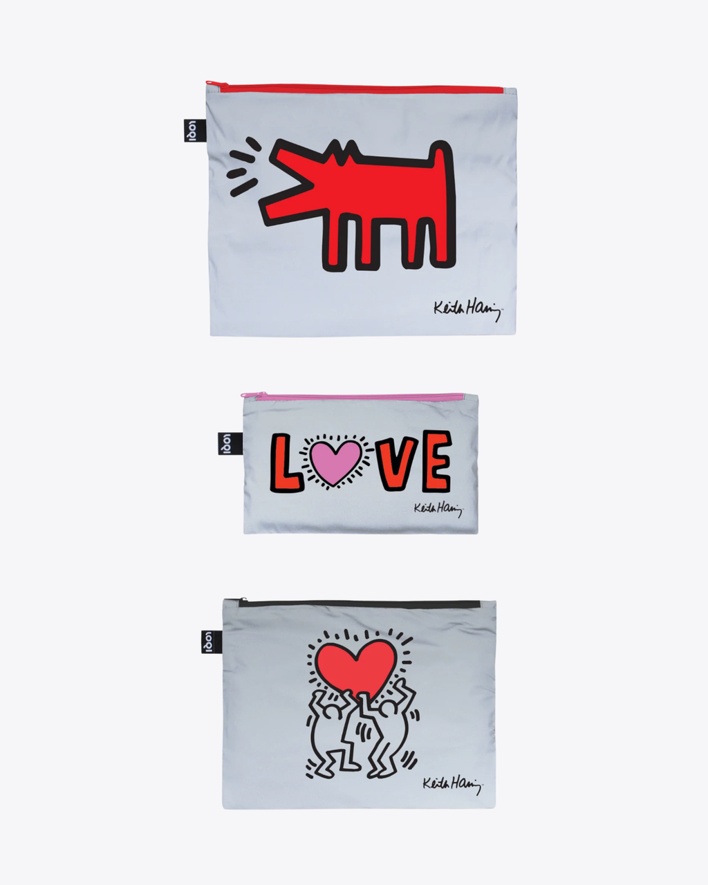 Set de 3 Pochettes Zip Keith Haring