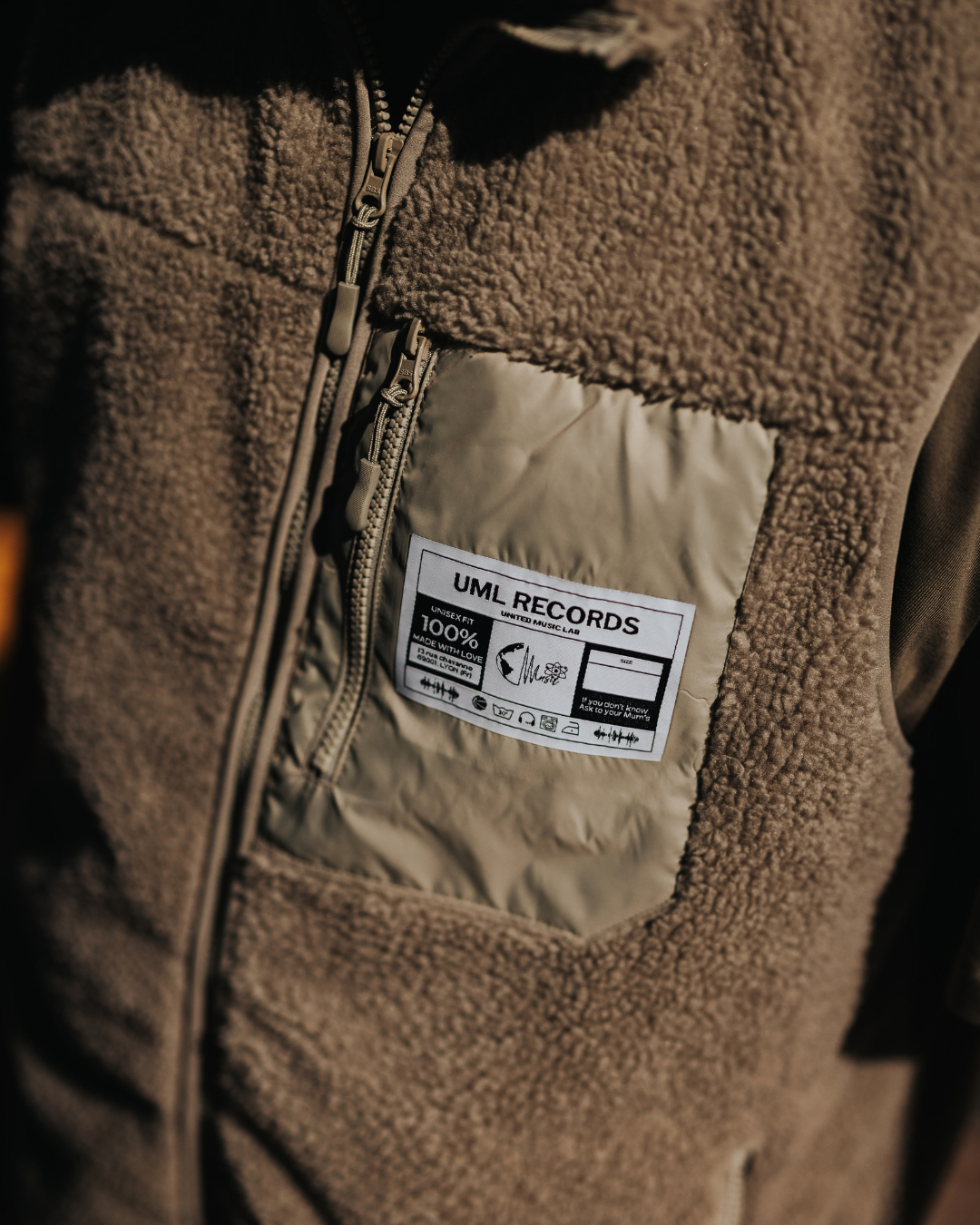 Veste Sherpa UML RECORDS kaki clair