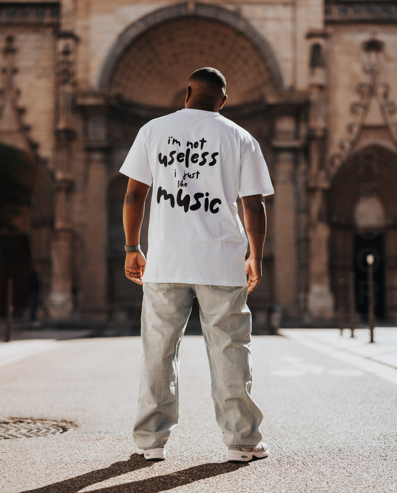 T-shirt Like Music UML RECORDS blanc