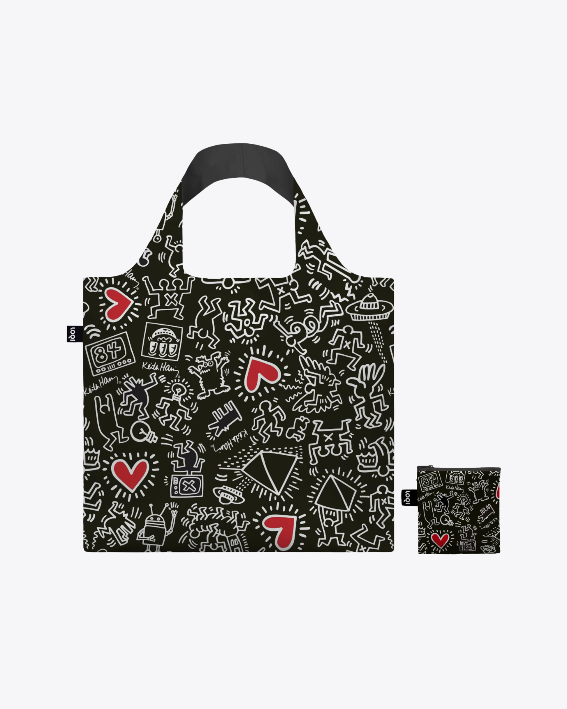 Tote bag Black Pattern Keith Haring