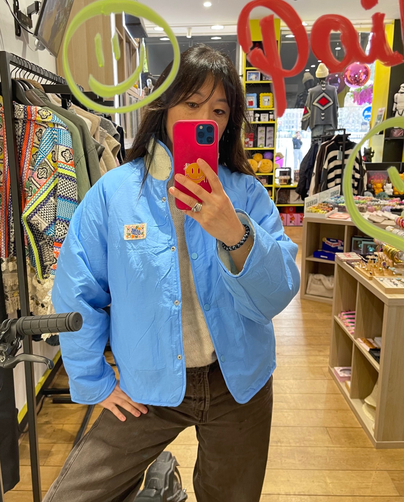 Veste réversiblle mouton bleue