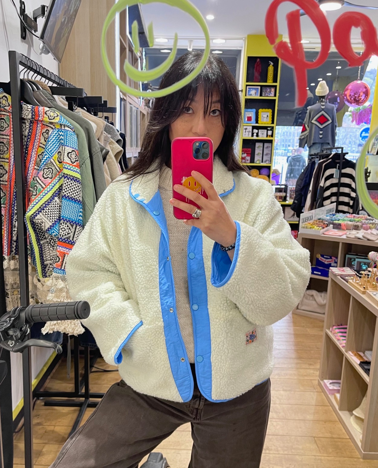 Veste réversiblle mouton bleue