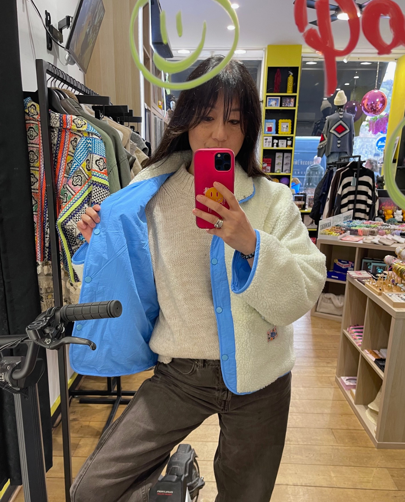 Veste réversiblle mouton bleue